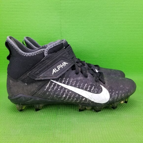 ✅NIKE Alpha Menace Pro 2 Mid Football  Cleats Men's Size 9.5 Black/White Shoes - Picture 8 of 11